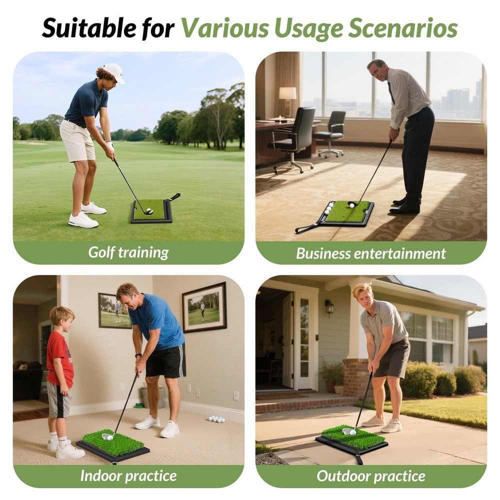 EAGLE WORK 2in1 Golf Hitting Mat with Replaceable Turf, Ball Tray and Durable...