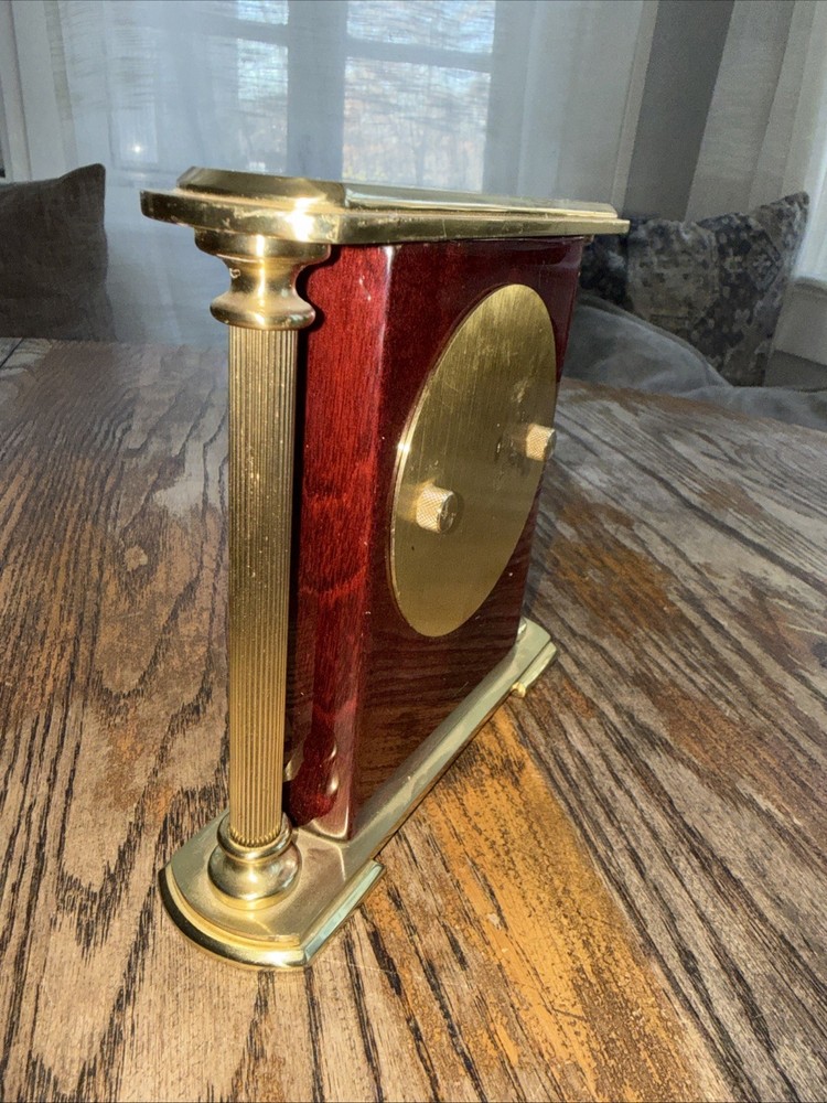 Howard Miller Mahogany Brass Rectangular Table Clock tested