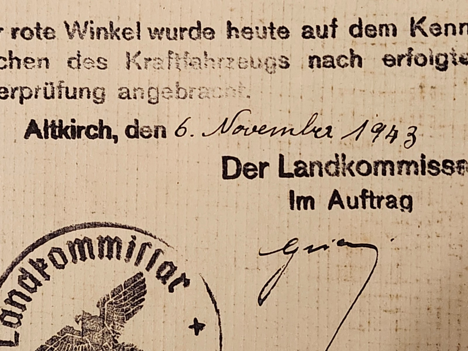 WW2 Germany. Kraftfahrzeugschein 1941