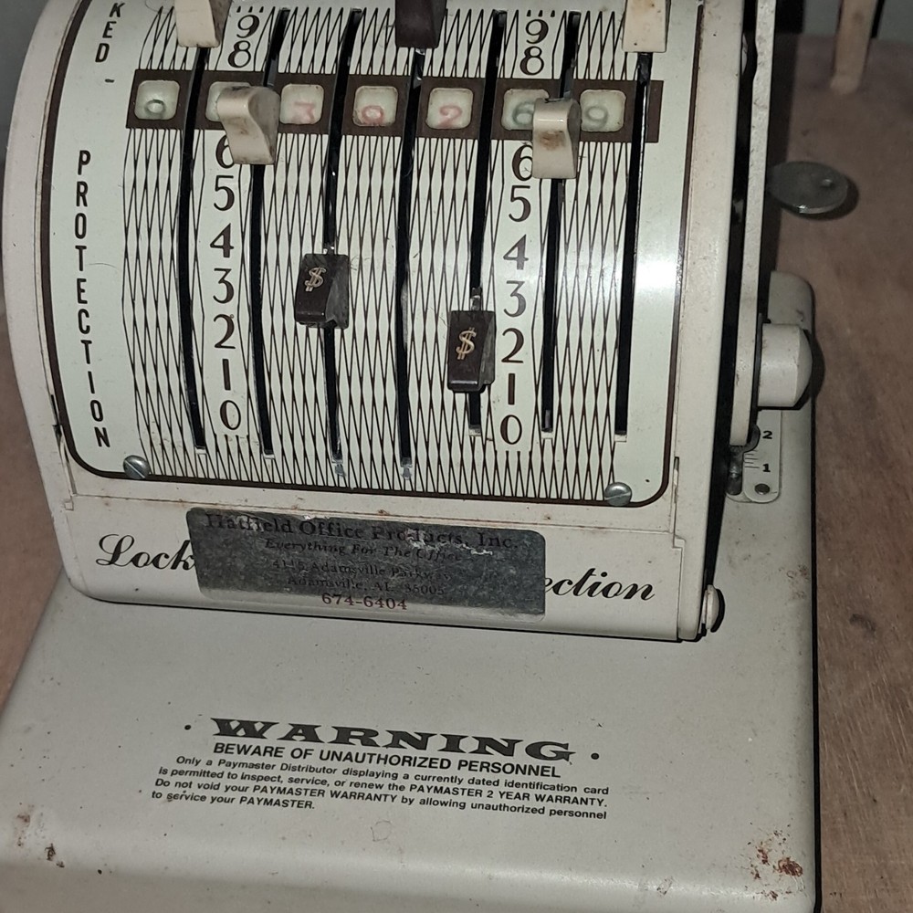 Paymaster Antique Mechanical Check Writer Machine