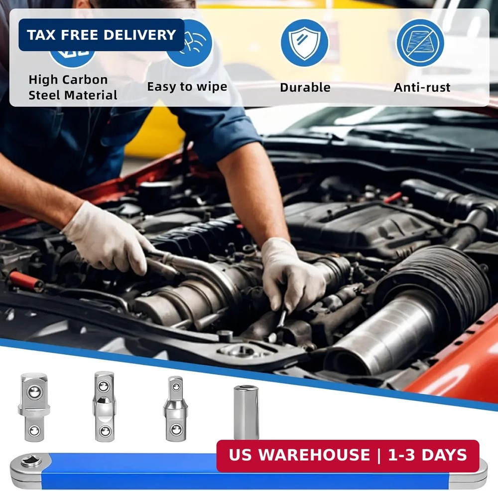 15 Inch Offset Extension Wrench, Impact Ready Socket Wrench Extender Tool Set wi