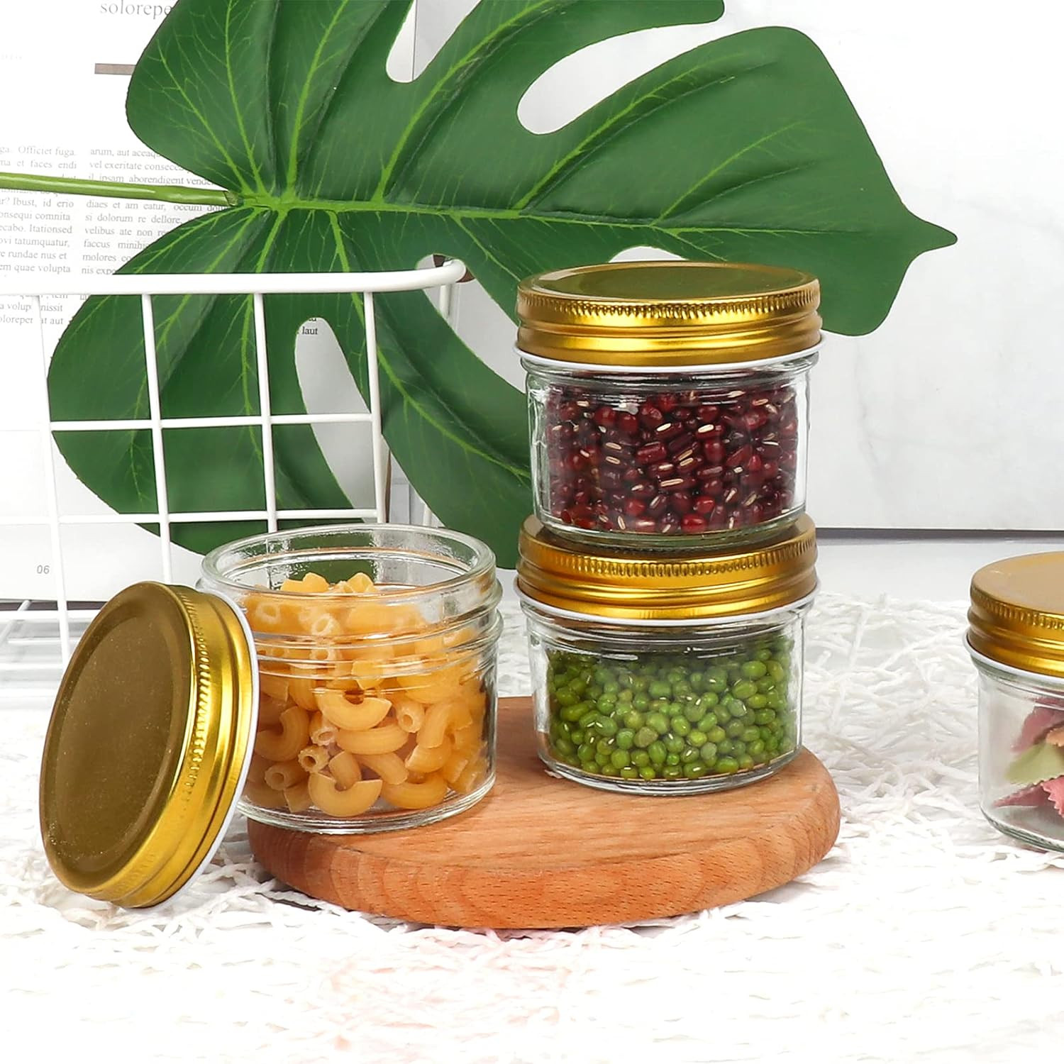 4 oz Clear Glass Jars with Metal Golden Lids, Pack of 40, 100ml