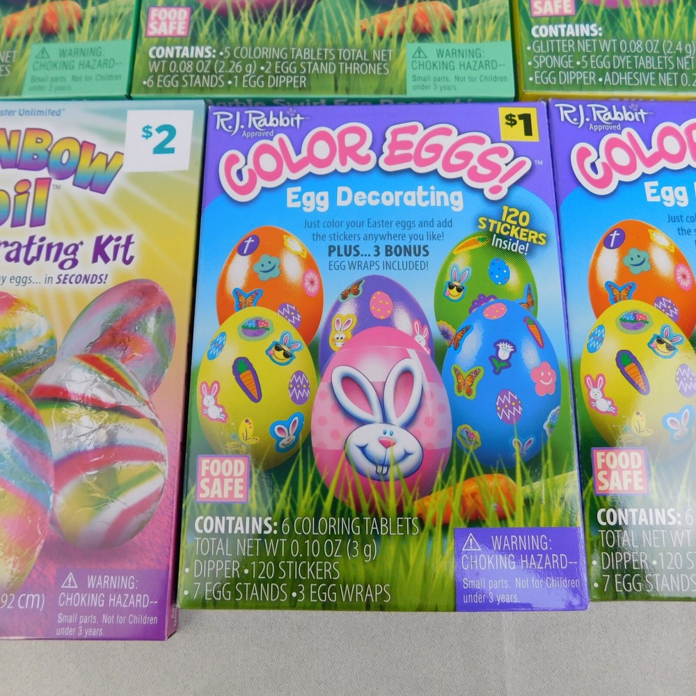 12 Box Easter Egg Decorating Coloring Kits Glitter Speckled Tie Dye Marble #9483