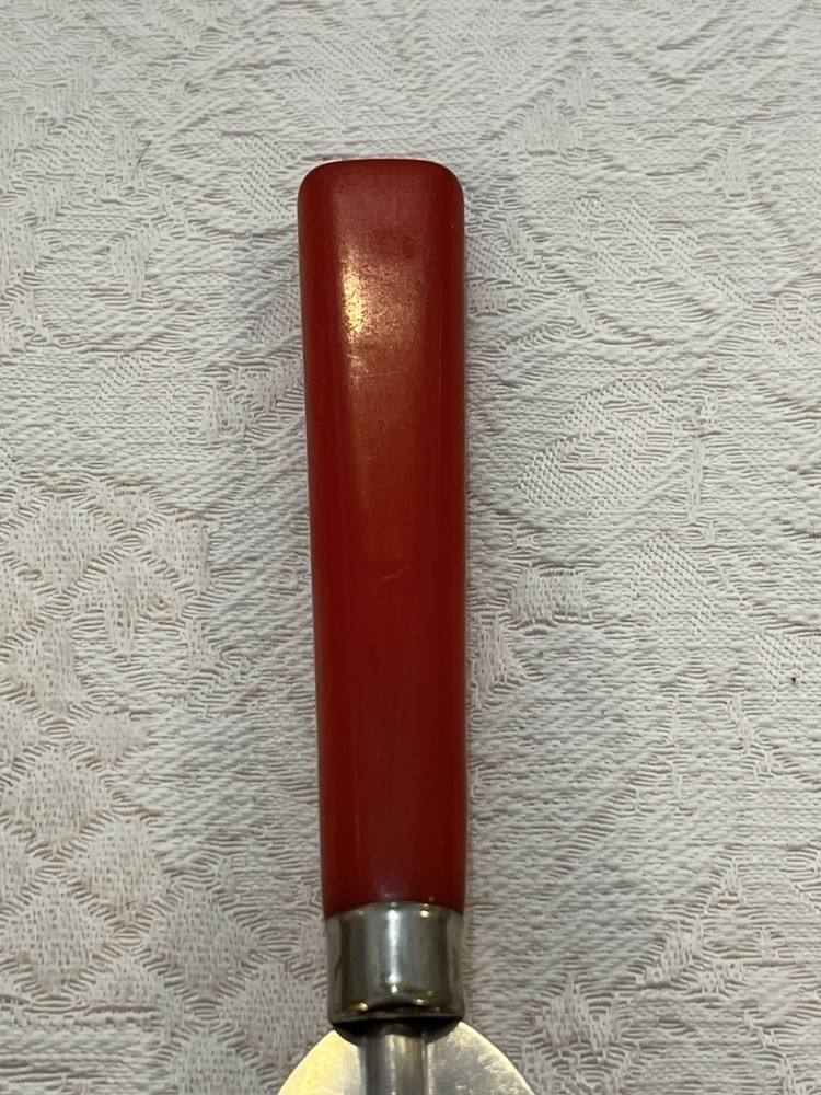 3 Red Bakelite Serving Pieces P&G Spreader -Pie Server With Prongs & Cake Server