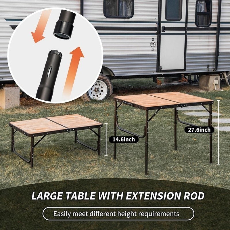 Portable Folding Camping Table Adjustable Legs Multi-Purpose Outdoor Easy Setup