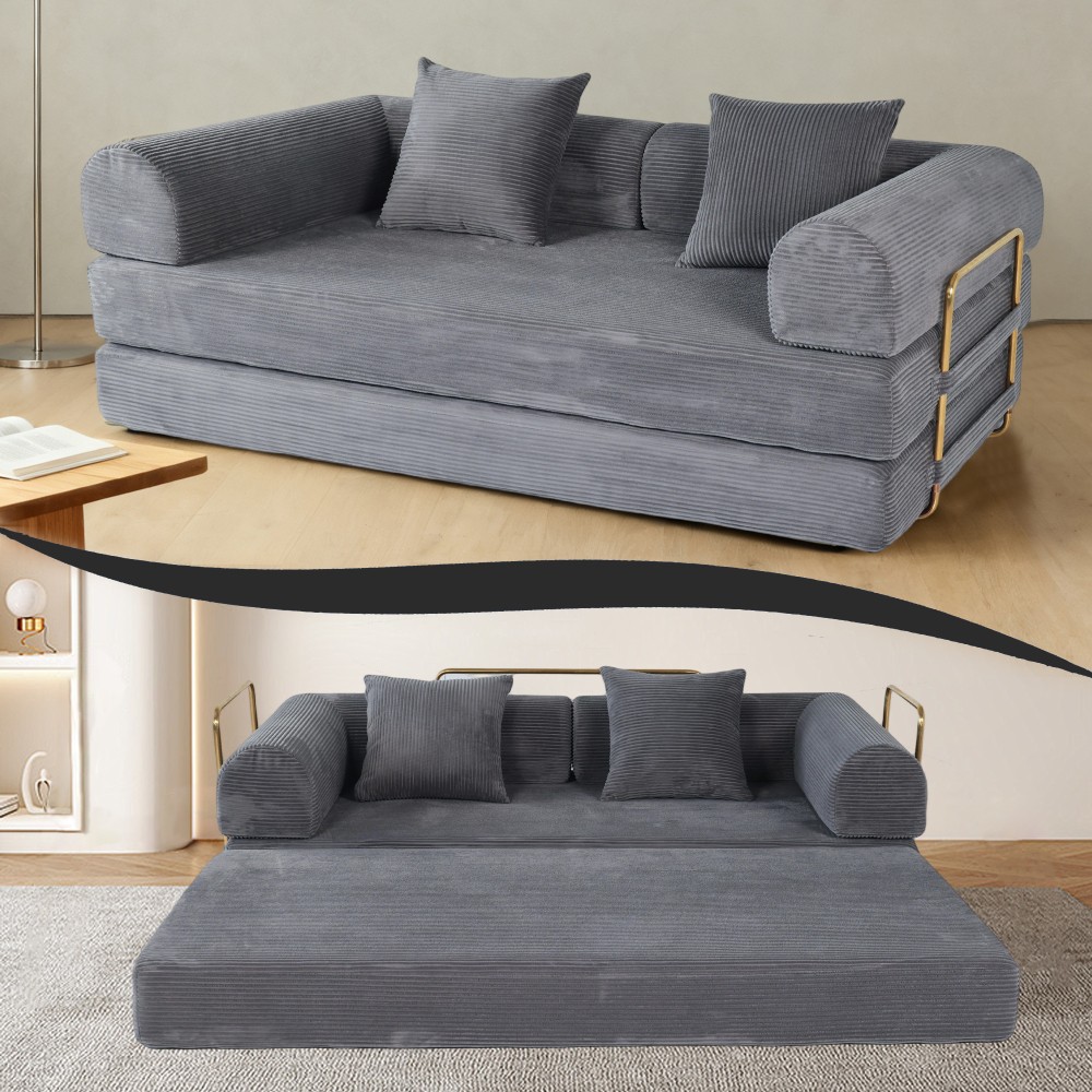 Foldable Sofa Bed 75", 3-Seater Sleeper w/ Memory Foam for Apartment