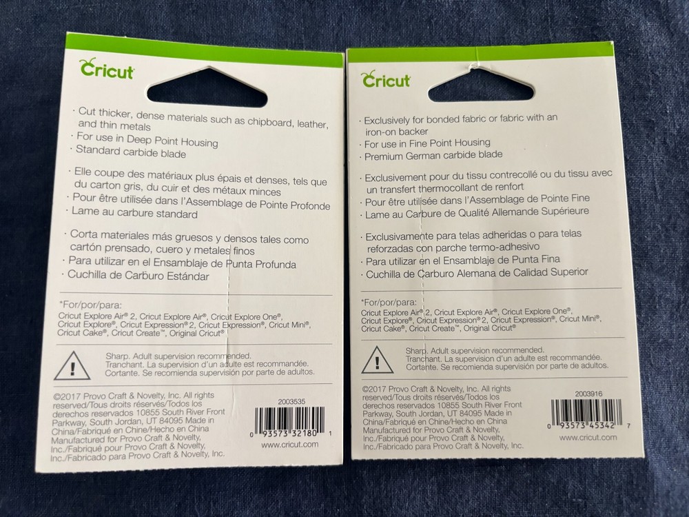 NEW Cricut Bonded Fabric Point and Deep Point Blades for Cricut Explore replace
