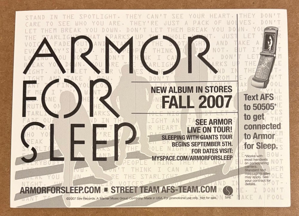 Armor for Sleep - Smile for Them RARE promo sticker set (4 total) '07