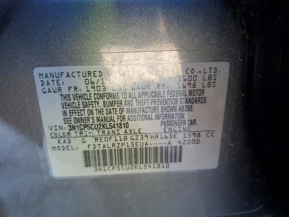 Engine ECM Electronic Control Module HR16DE 1.6L Fits 18-19 KICKS 897623
