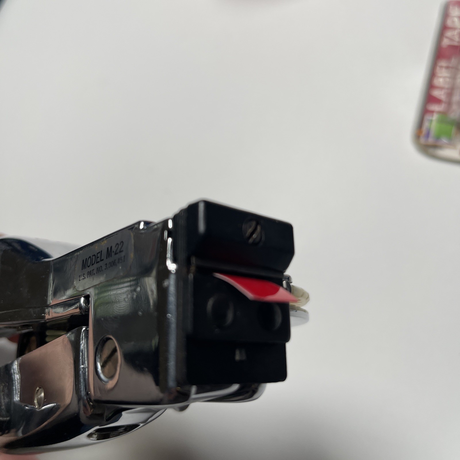 Vtg Early Metal DYMO M-22 TAPEWRITER Label Maker W Tape/Box/Papers