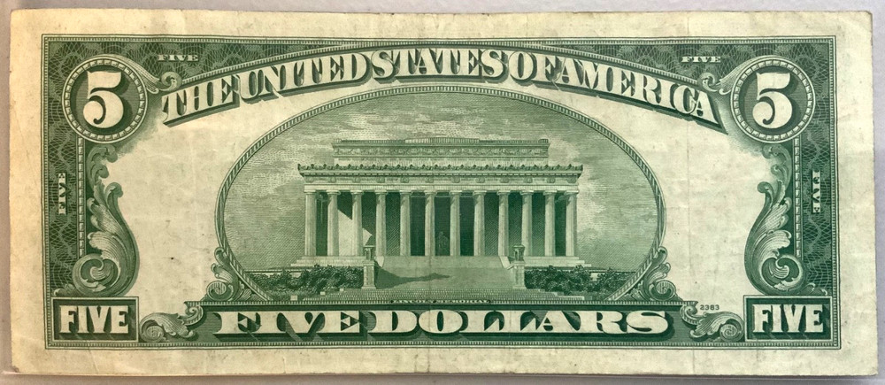 1953-B $5 SILVER CERTIFICATE NOTE~VERY FINE