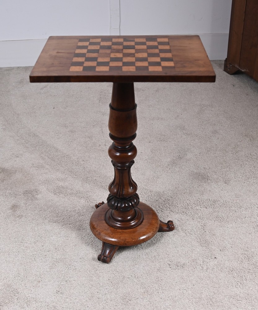 Victorian Walnut Games Table Inlaid Chess Board 1840