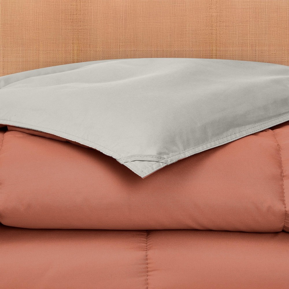Modern Threads Down Alternative Reversible Comforter Orange Rust/Beige King