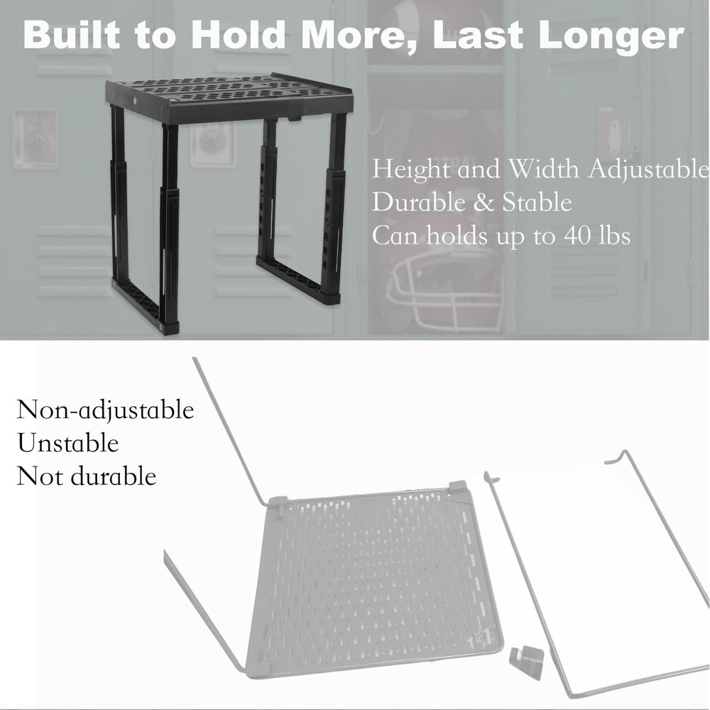 Adjustable Locker Shelf Organizer – Back to School Essentials Locker Organize...