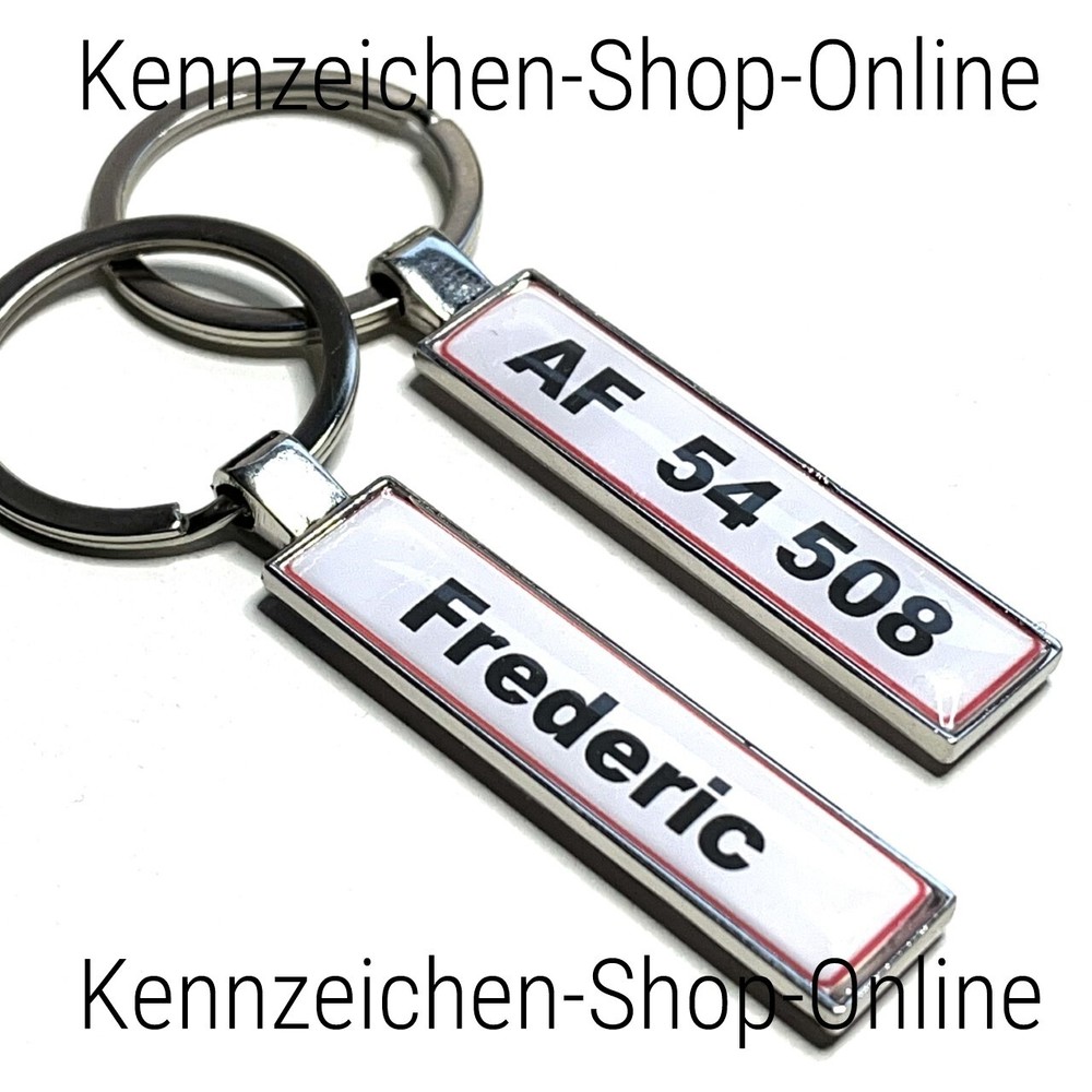 Denmark (Variant 2) Keyring Silver Custom Text License Plate