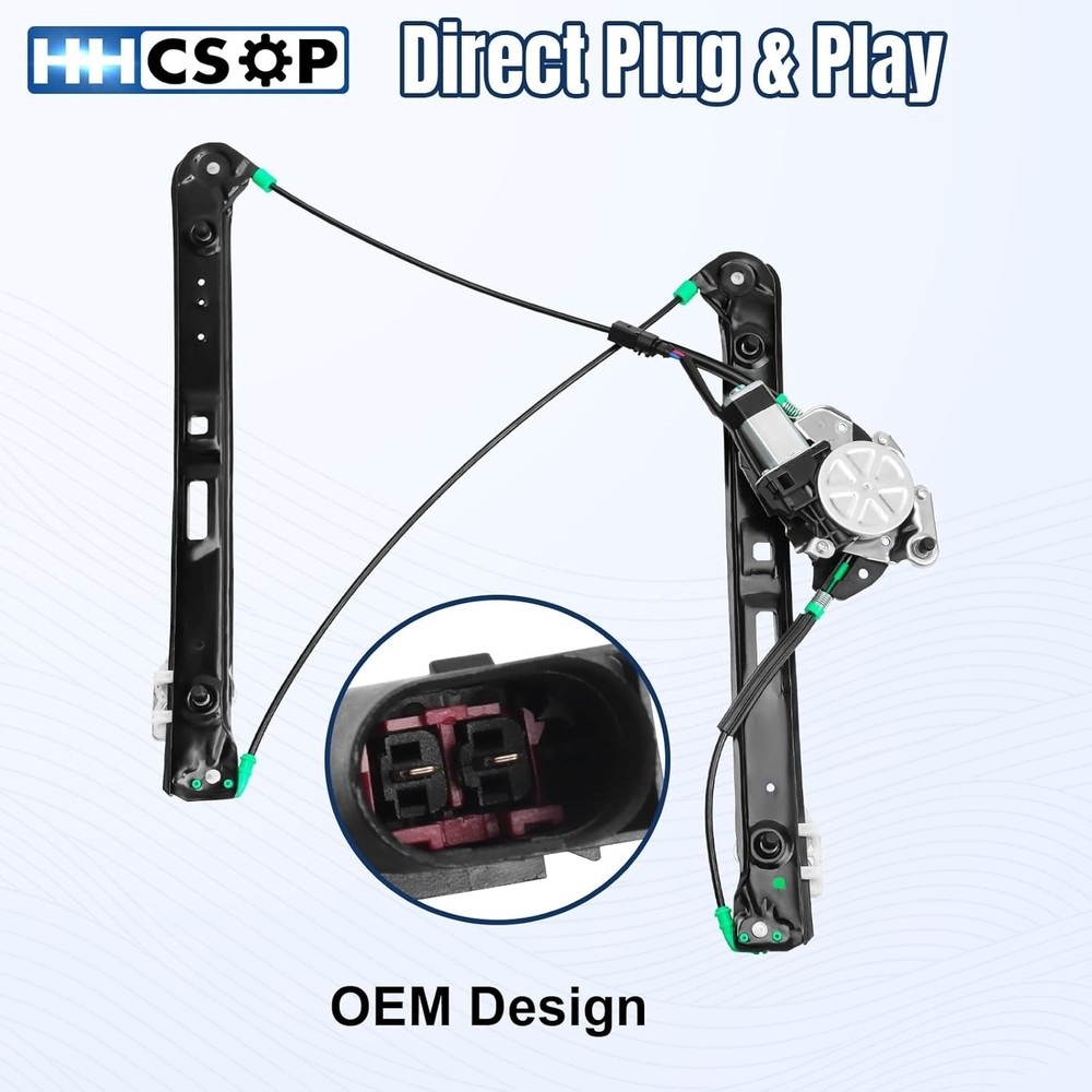 Front Left Driver Side Power Window Regulator with Motor Compatible with BMW