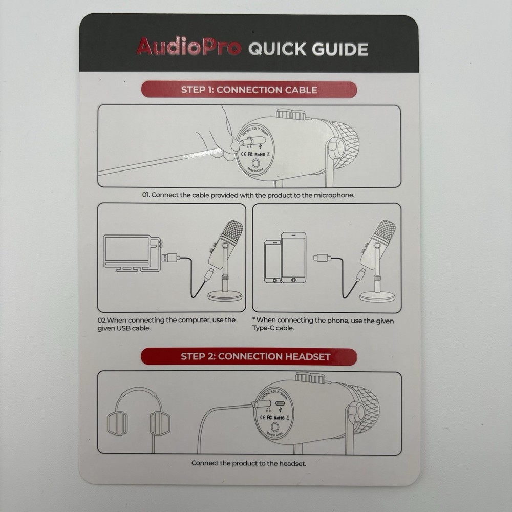 AudioPro USB Microphone, Computer Condenser Gaming Mic for PC/Laptop/PS4/PS5