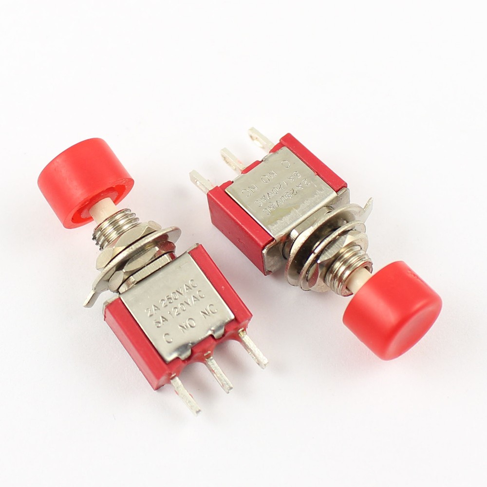 10Pcs Momentary Red Push Button Switch 3Pin SPDT