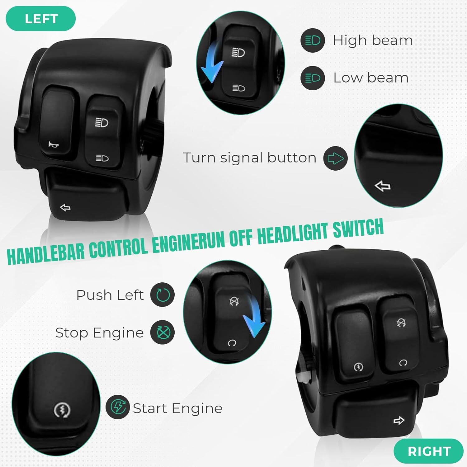 For Harley Sportster Dyna 1996-2012 Handlebar Control Switches + Wiring Harness