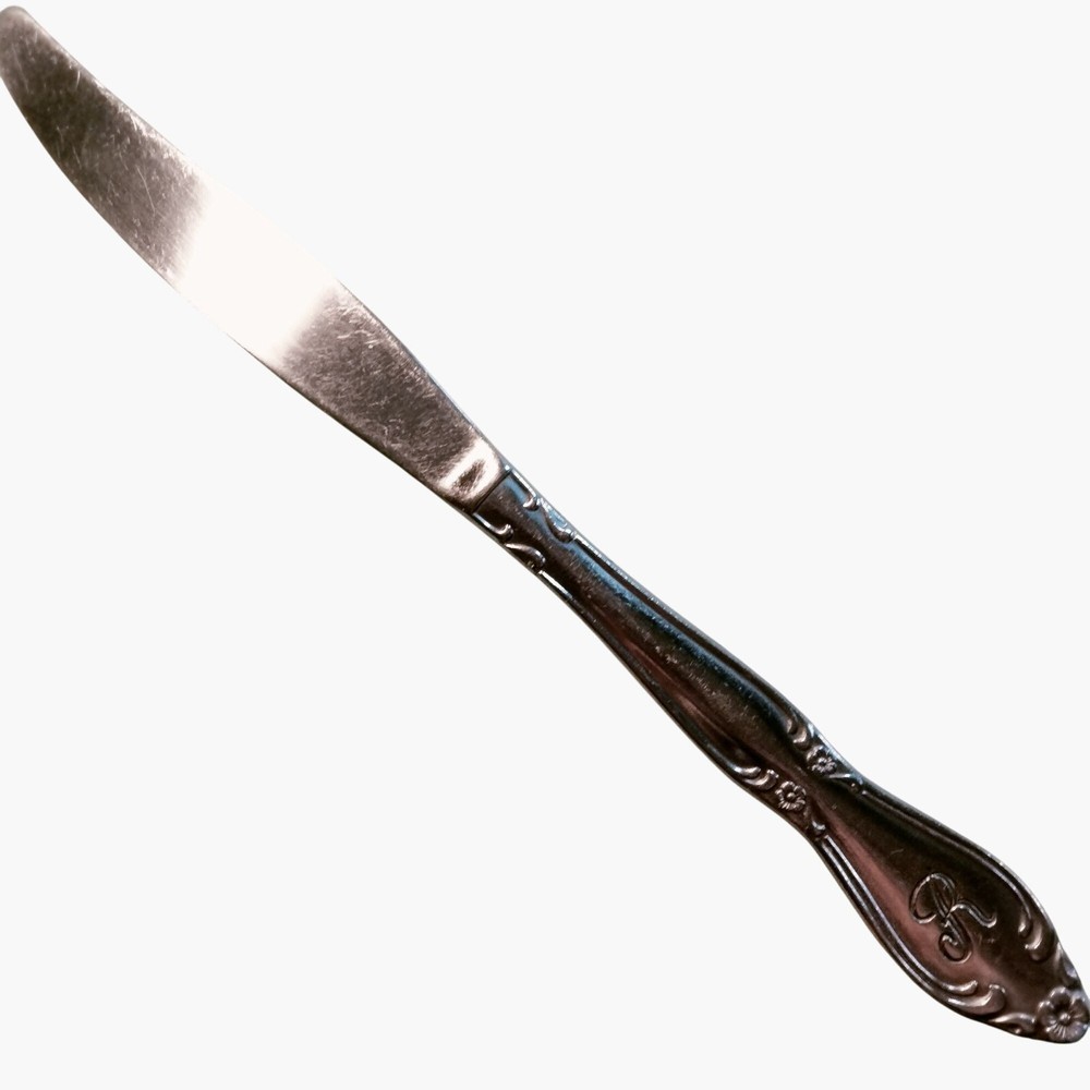 Monogrammed R Dinner Knife Ornate Floral Handle Replacement