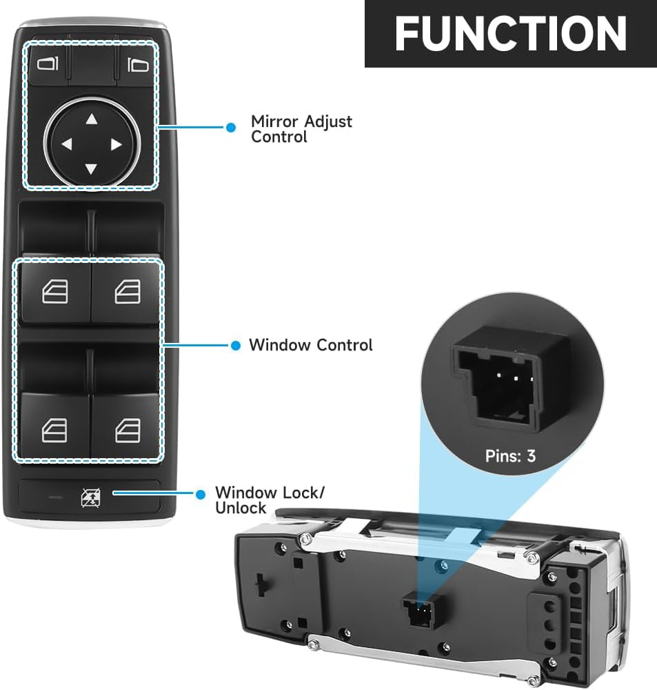 Front Left Driver Side Master Power Window Switch - Compatible for Mercedes-Benz