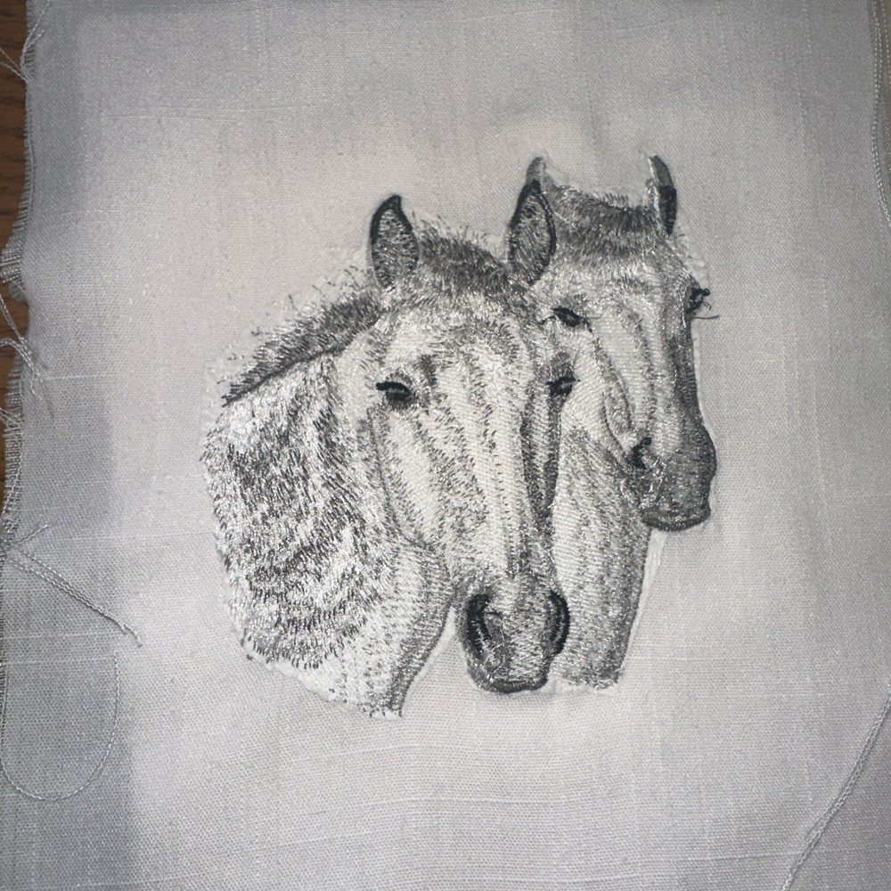 Connemara Horse Faces Embroidered Patch Artwork w/ Matte