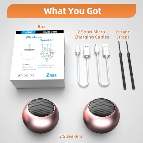 2Pack Portable Mini Speaker, Bluetooth Tiny Speaker,Wireless Micro Speaker Pink