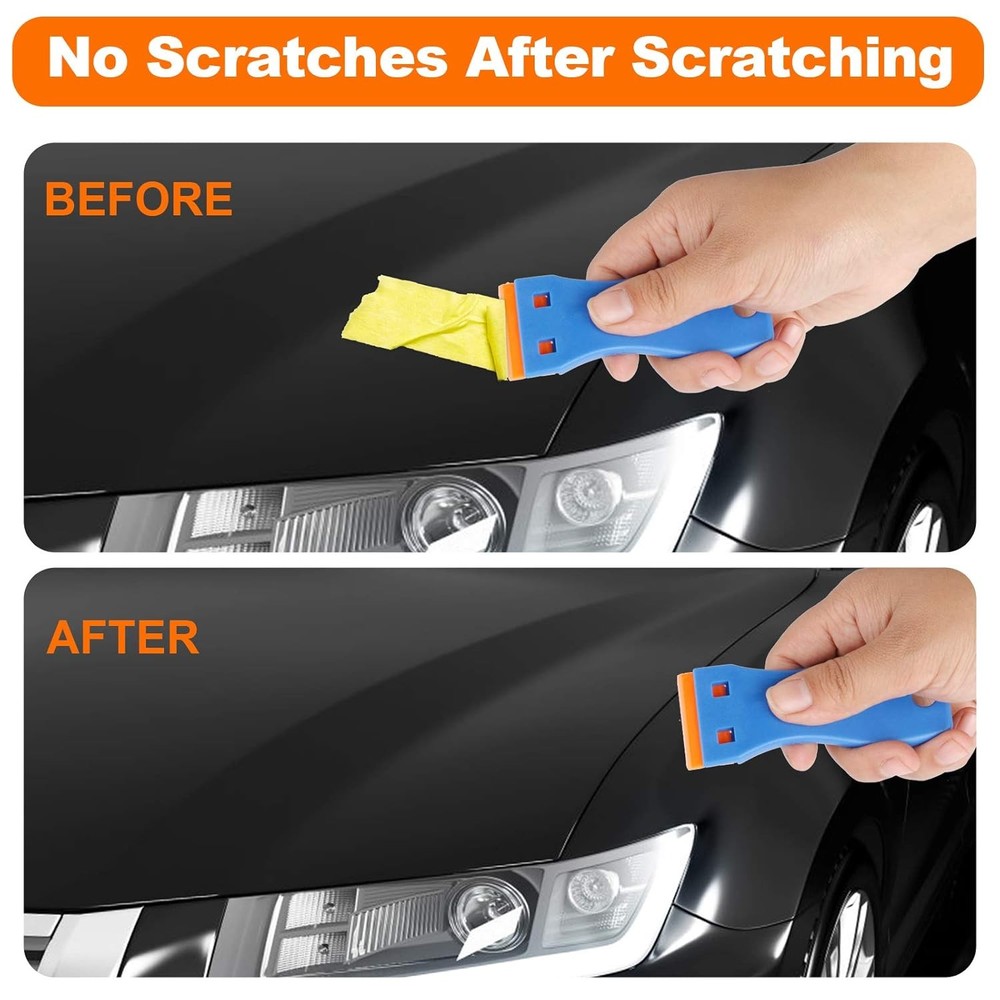 KUSUFEFI Plastic Razor Blade Scraper, 2PCS Scraper Tool with 60PCS Plastic Blade