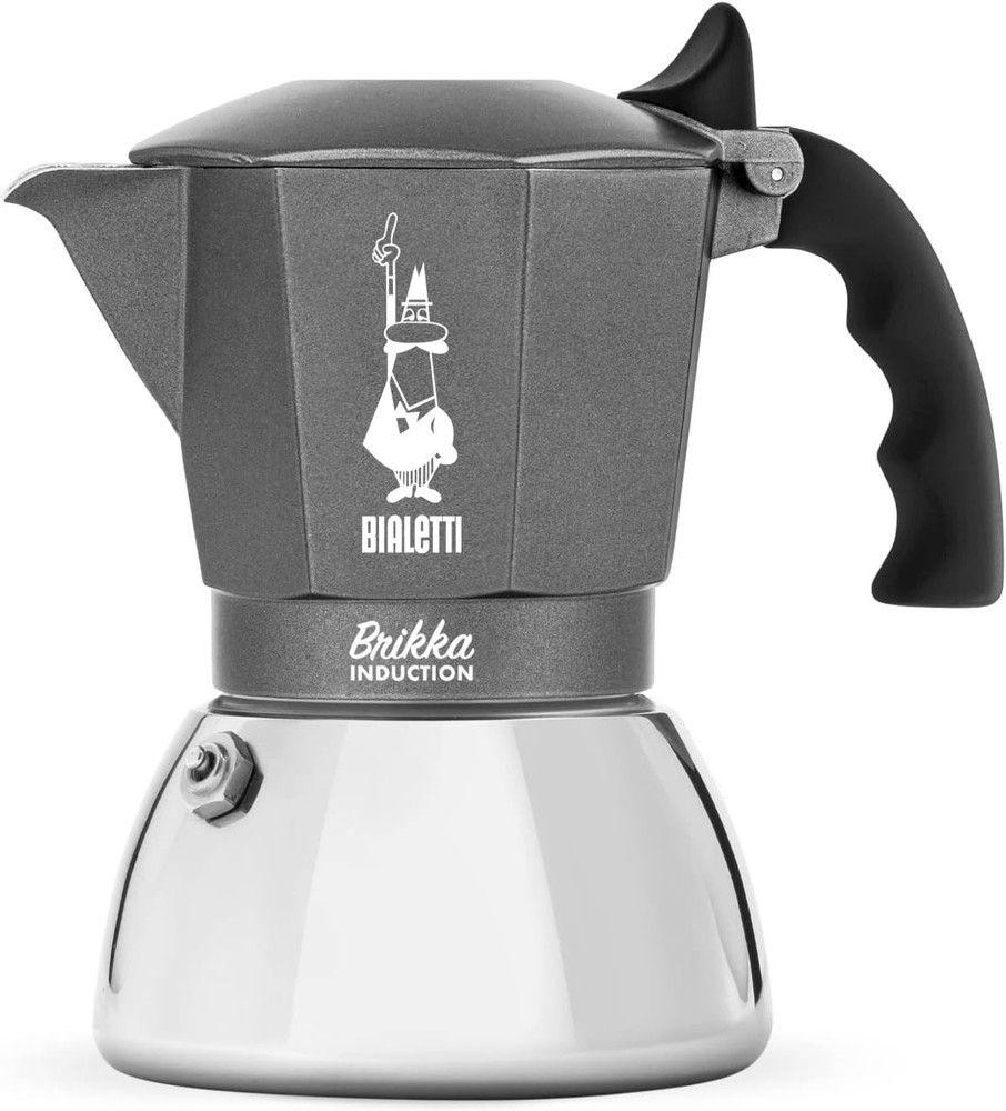 Coffee Maker Espresso Machine 4 Cup Induction Brikka Silver with Timer