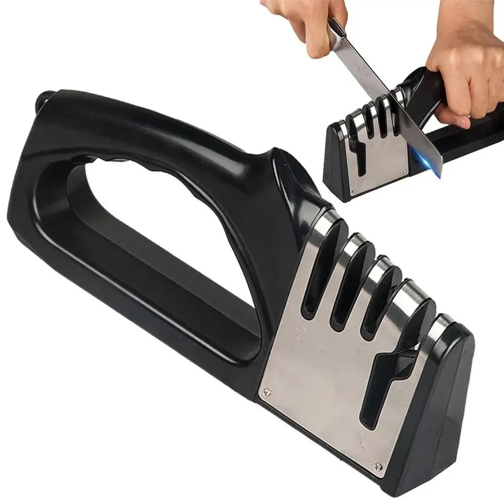 Kitchen 4-stage Knife Sharpener Multifunction Portable with Non-slip Base