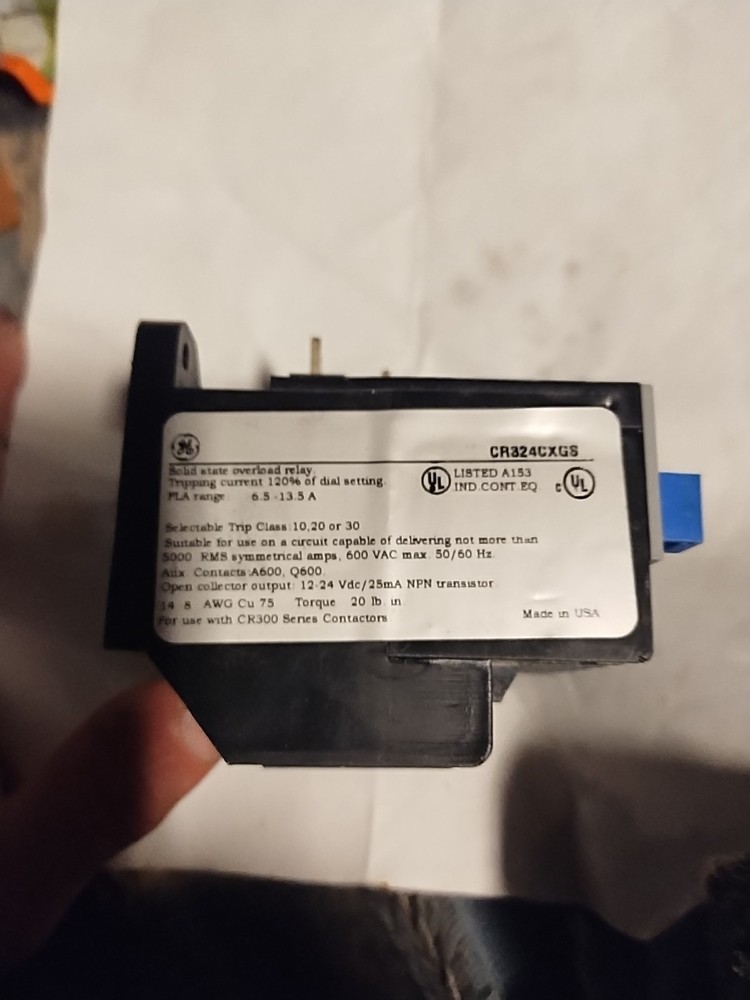 General Electric CR324DXJS Solid State Overload Relay - Black Not In Original Bo