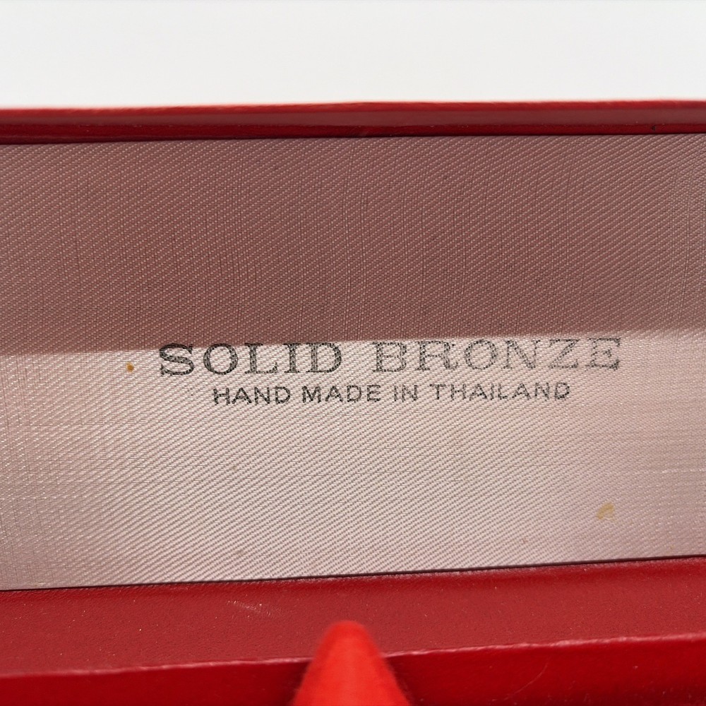 VTG Solid Bronze Servware -Fork & Spoon Hand made In Original Box (11)