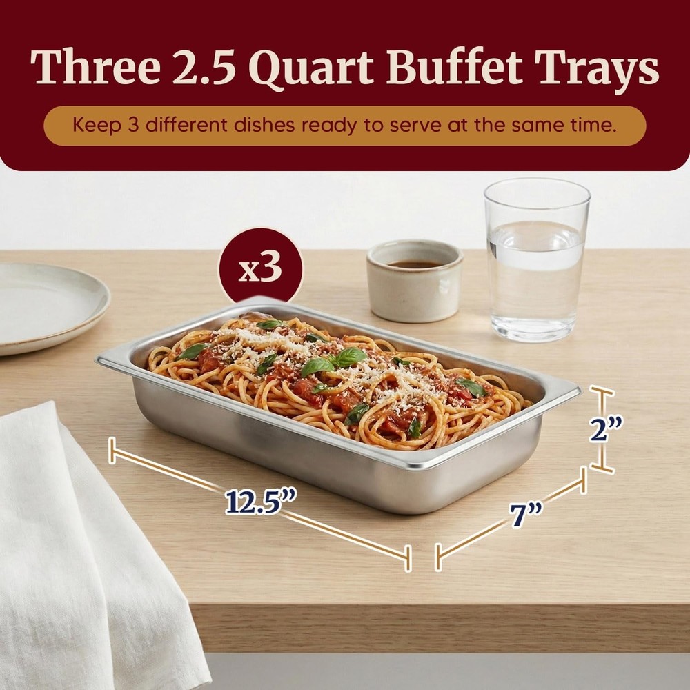 Triple Tray Buffet Server with Temperature Control
