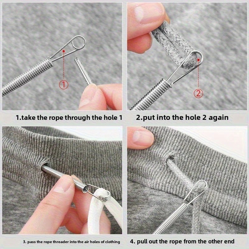Flexible Drawstring Threader Tool Spring Clip for Pants Hoodies Sewing New