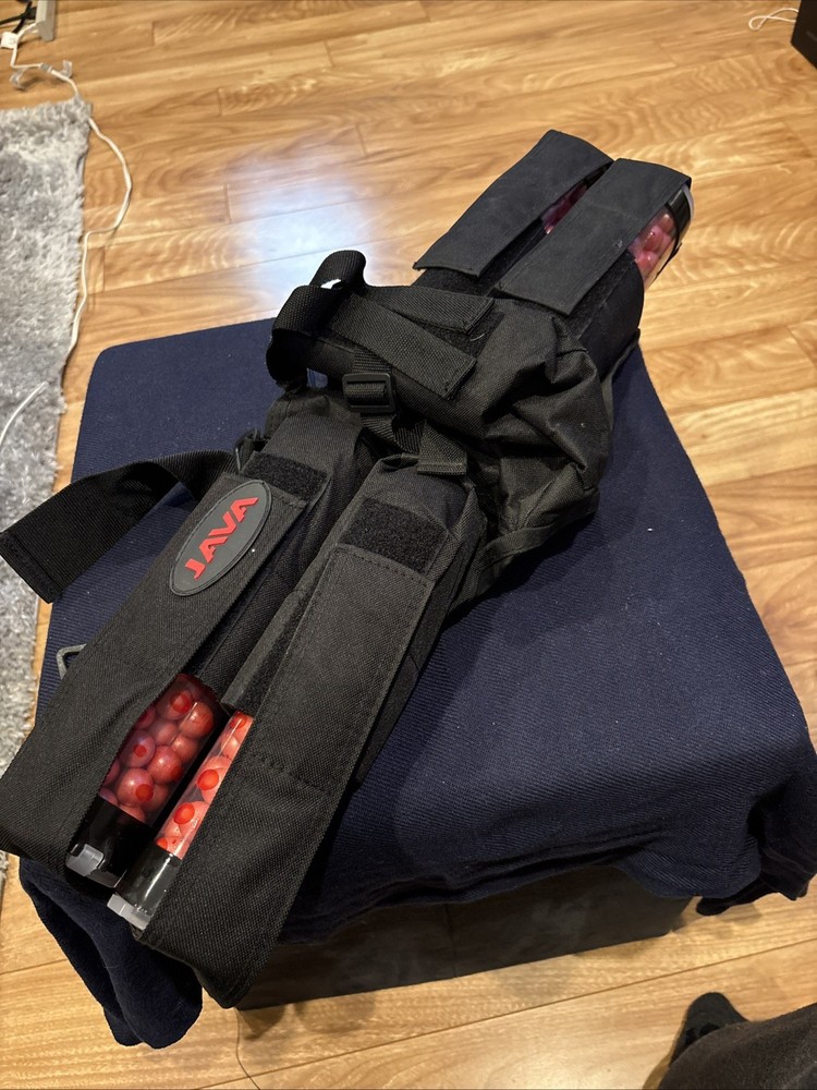 Java Paintball 5 Pod Tank Pouch pack harness, with .68 caliber paintballs