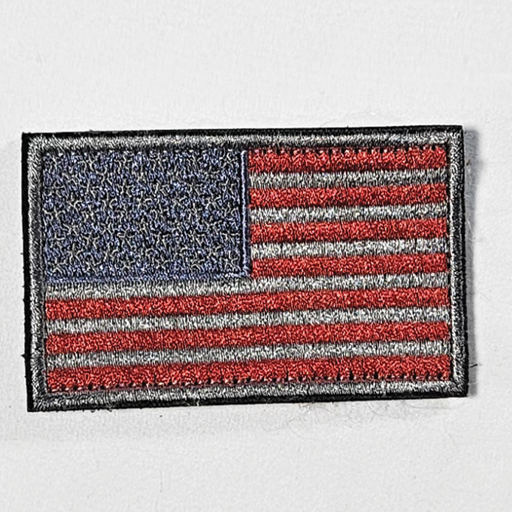 Subdued Red / Silver / Blue American Flag Morale Patch 3x2 Hook & Loop Tactical