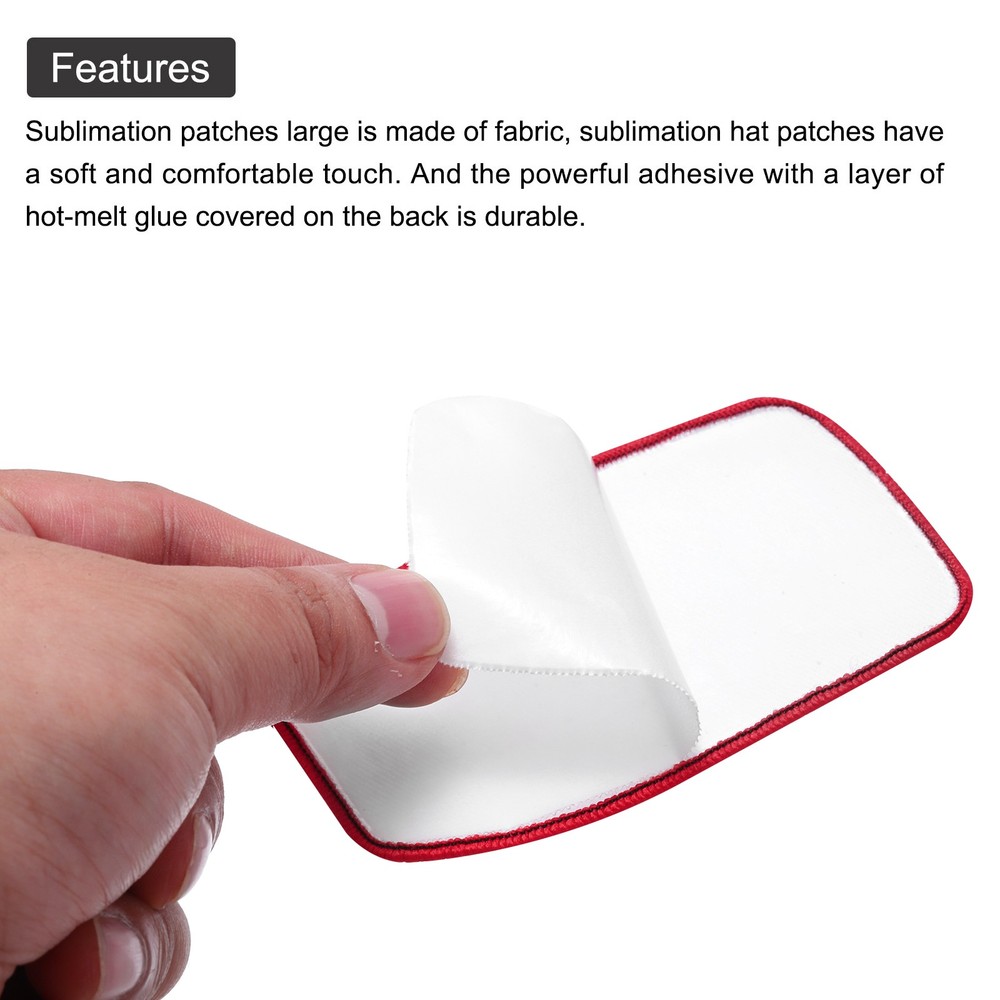 20pcs Sublimation Patch Blank Oval Rectangle White with Red Border