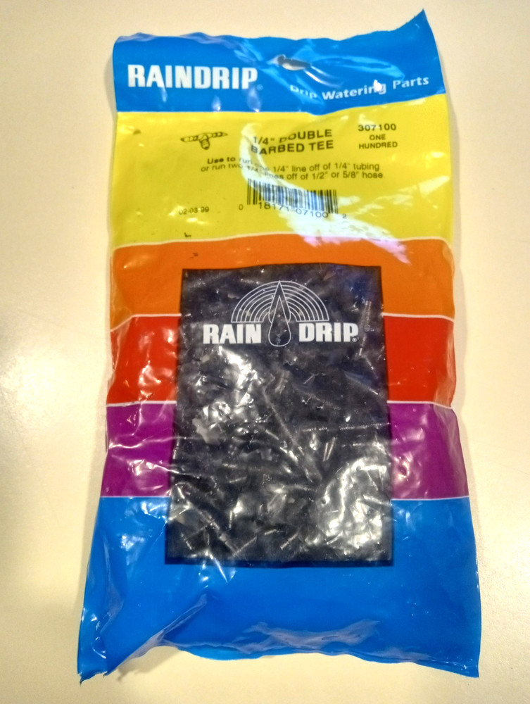 RAINDRIP  307100  1/4" DOUBLE BARBED TEE /PACK OF  100