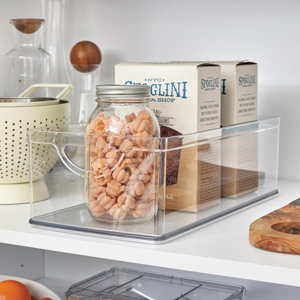 iDesign Stackable Clear Plastic Extra Long Storage Bin, Large,