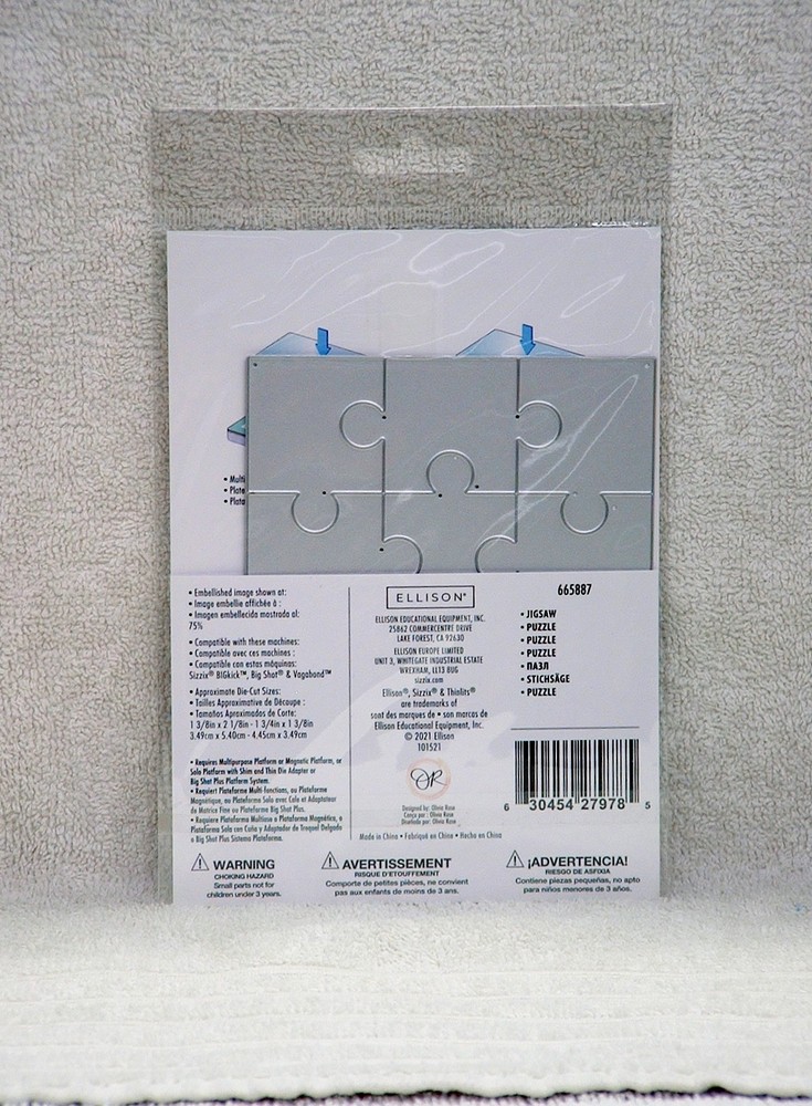 PREOWNED, NEVER USED, SIZZIX THINLITS ‘JIGSAW’ CUTTING DIE #665887