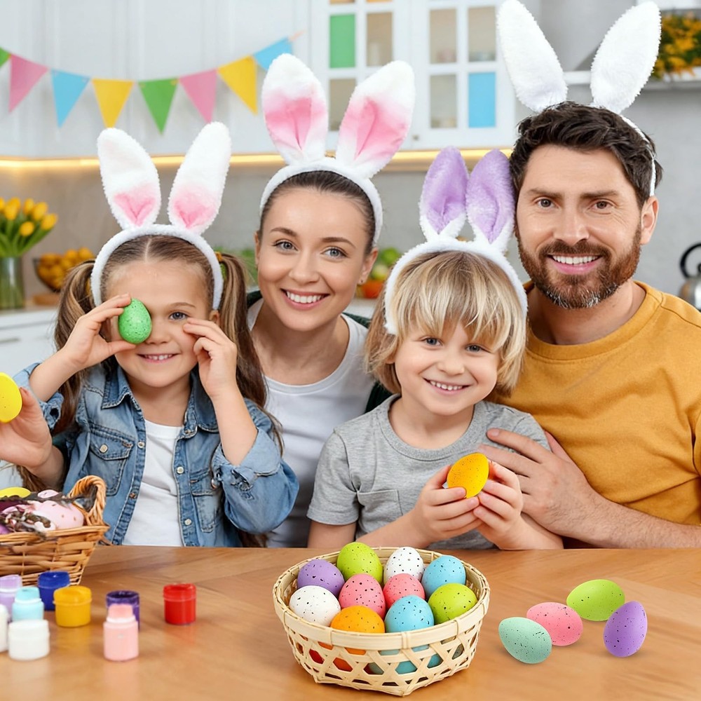 16 Pcs Speckled Easter Eggs,2.4 Inch Plastic Colorful Easter Eggs Table Decor...