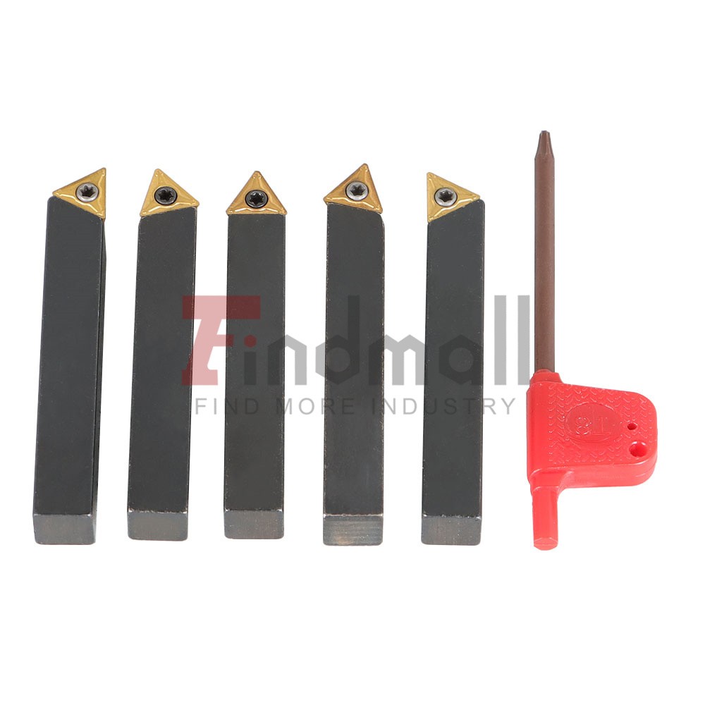 5Pcs 3/8" Lathe Indexable Carbide Insert + Turning Tooling Bit Holder Set New