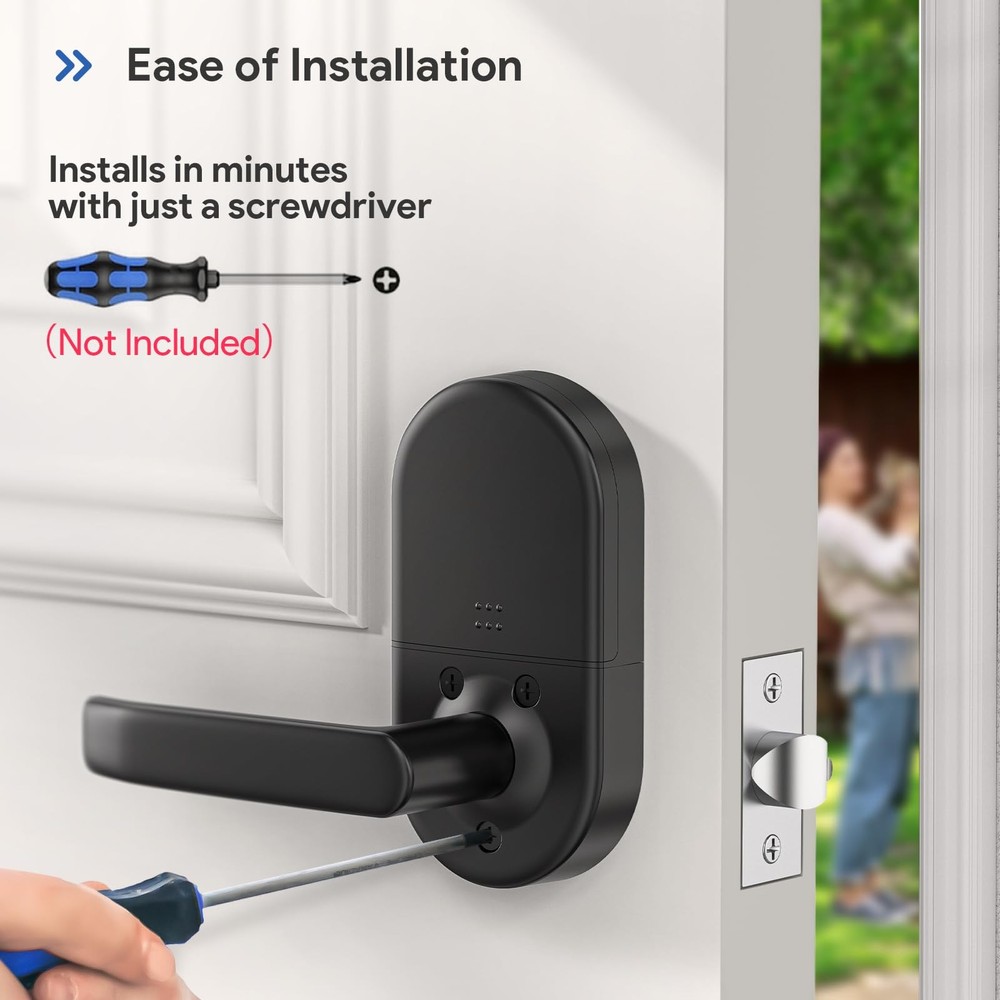 Smart Keypad Door Lock with Handle: NICE DIGI Keyless Entry Electronic Black
