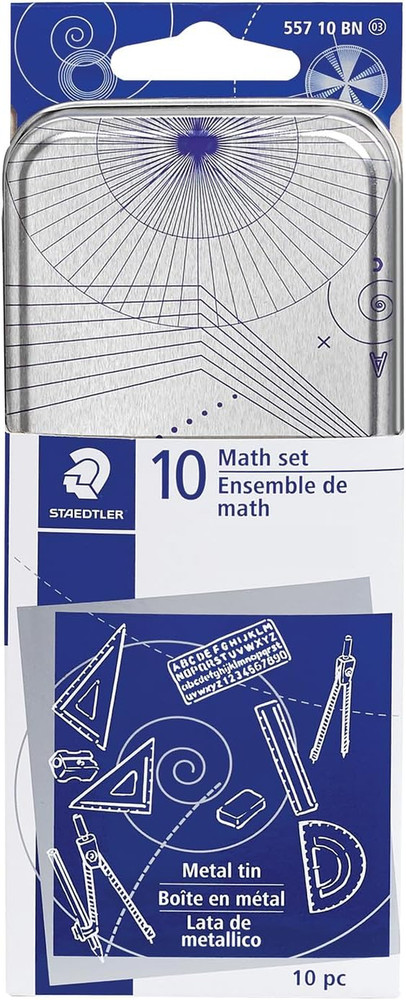 Math Geometry Set 10Pc Compass Ruler Triangles Stencil Drafting Tools