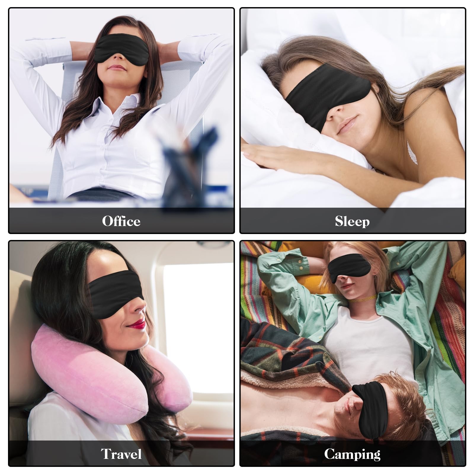 2 Pack Sleep Mask Silk Eye Cover for 1 Count (Pack of 2), Black