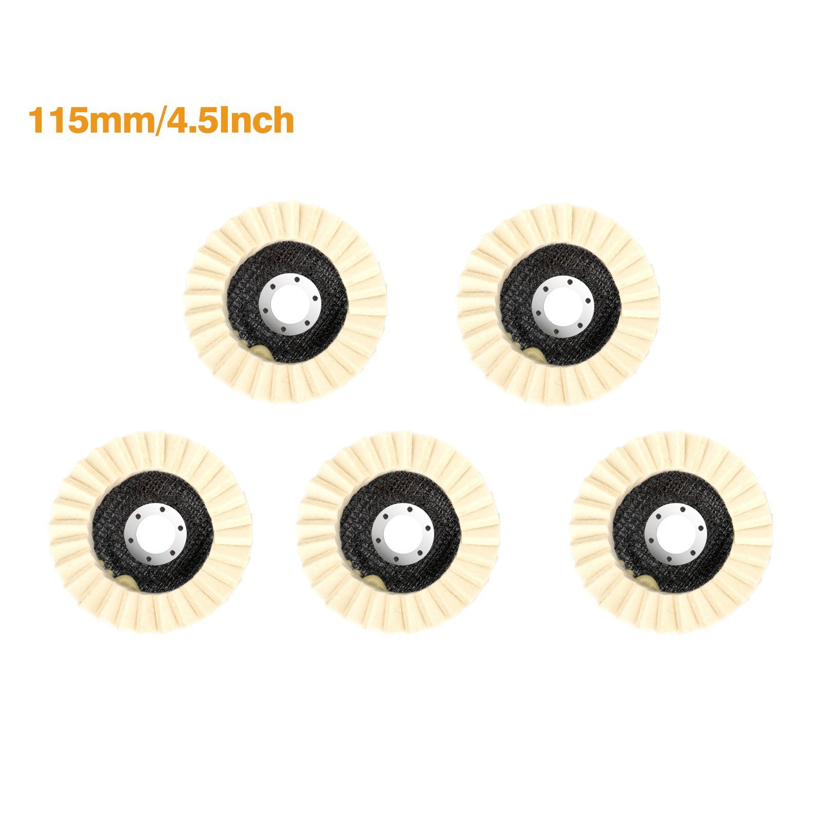 5pcs 4.5"/5" Wool Polishing Wheel Buffing Pads Flap Felt Disc for Angle Grinder