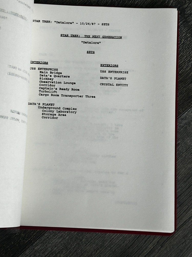 STAR TREK Script The Next Generation Datalore Revised Final Draft Oct 26 1987
