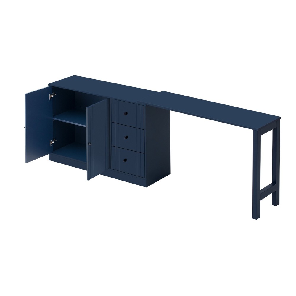 89.7'' Multifunctional Wooden Sideboard (Extendable Table, 2 Doors+3 Drawers)