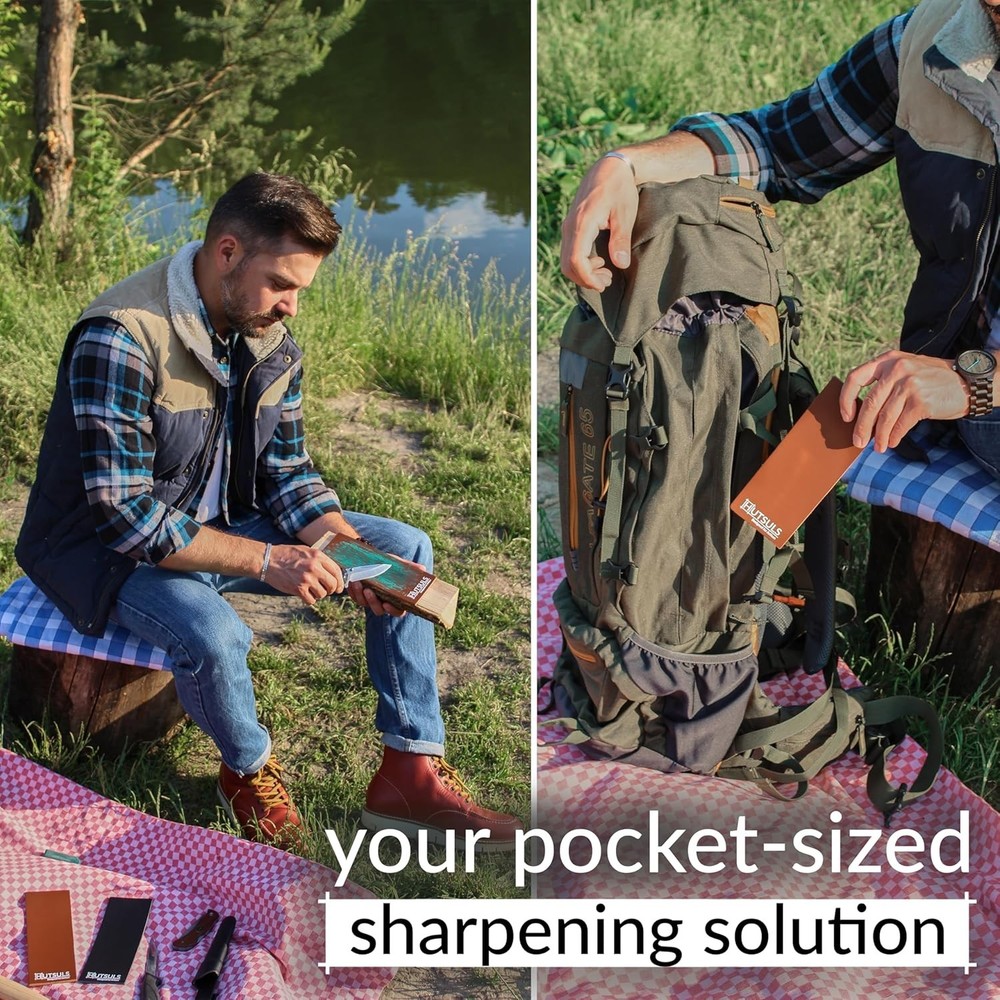 Brown Leather Strop with Compound - Get Razor-Sharp Edges with Stropping Kit,...