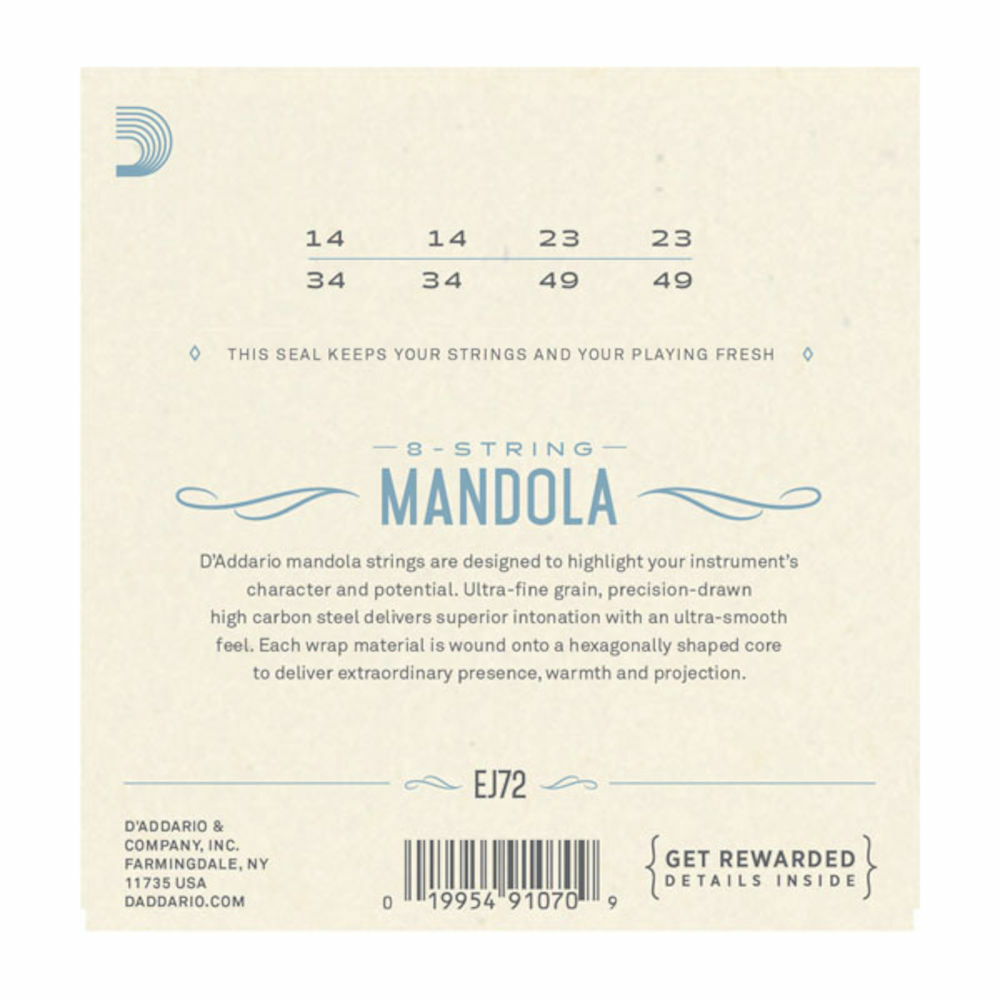 D'Addario EJ72 Phosphor Bronze Mandola Strings, Light, 14-49